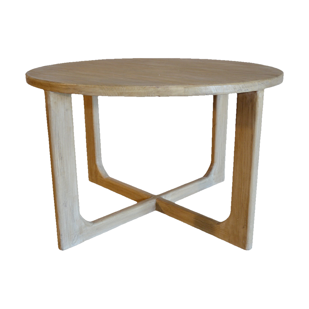 Small Bleached Elm Dining Table w/ Cross