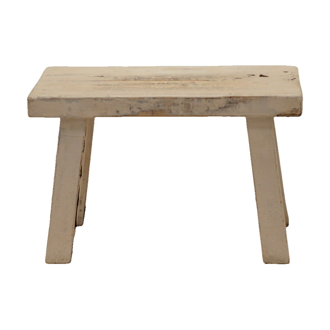 Small Stool in White Washed Elm