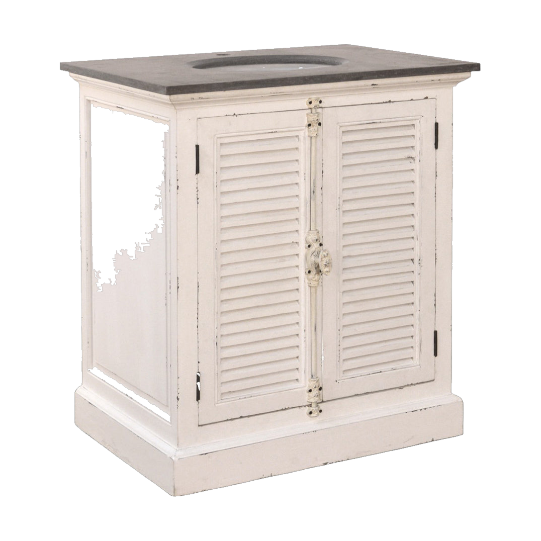 Small Two Door Louvered Vanity in White