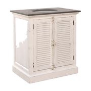 Small Two Door Louvered Vanity in White