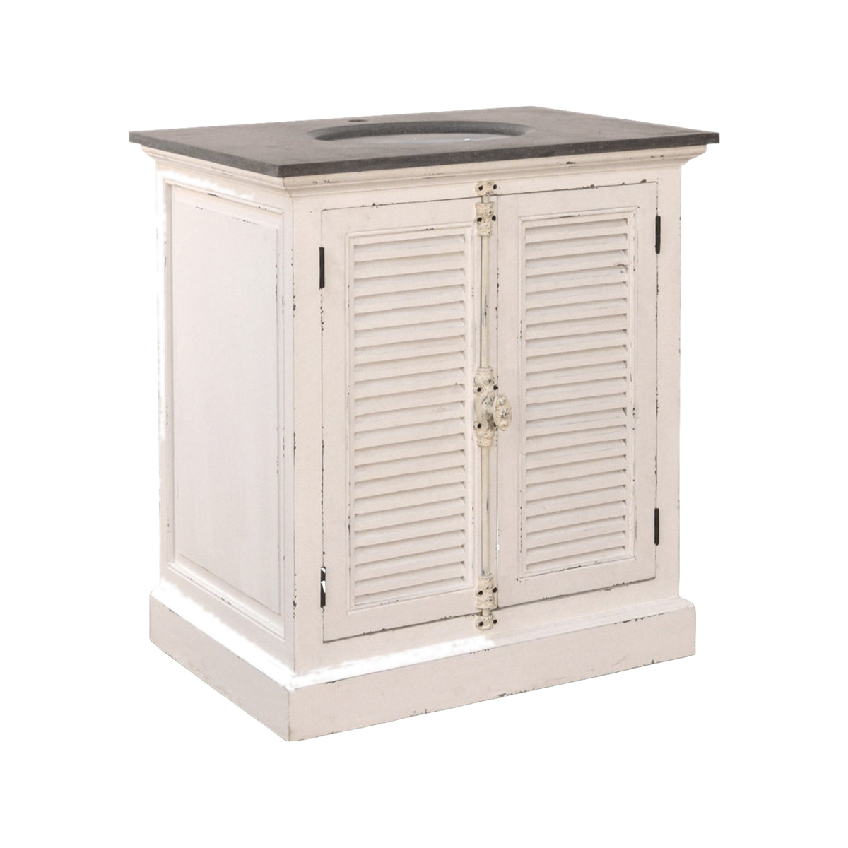 Small Two Door Louvered Vanity in White