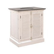 Small Two Door Louvered Vanity in White
