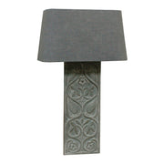Wall lamp with carved relief backing panel and rectangular shade
