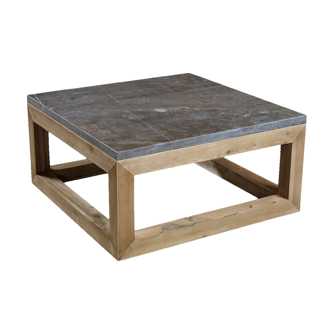 Square Nat Pine Coffee Table Stone Top