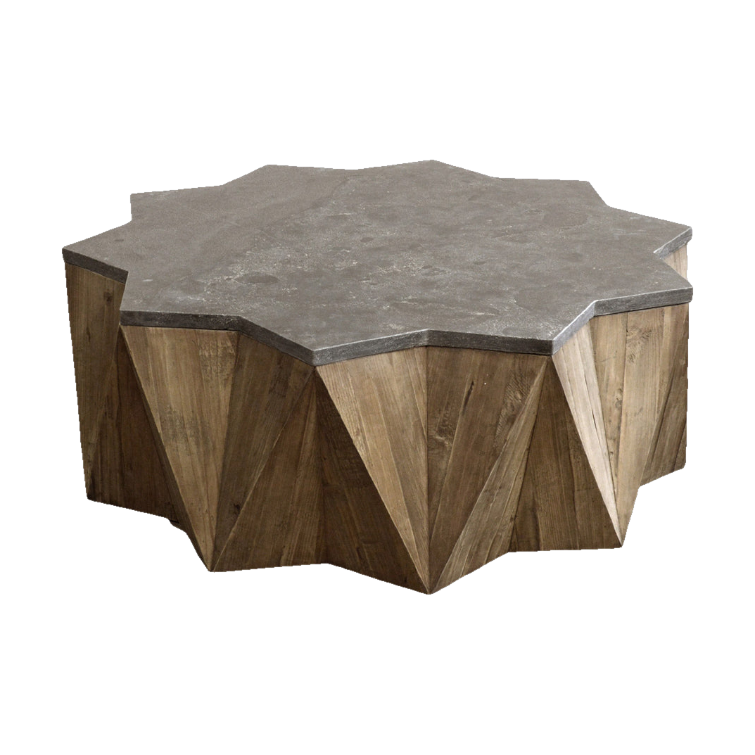 Star Coffee Table Pine w/ Blue Stone Top
