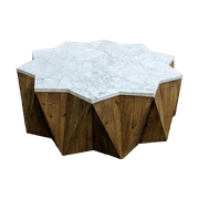 Star Coffee Table Pine w/ White Marble