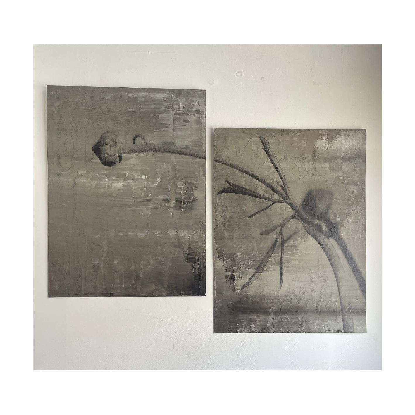 Stevi Michner Art - Bud on Concrete - Pair