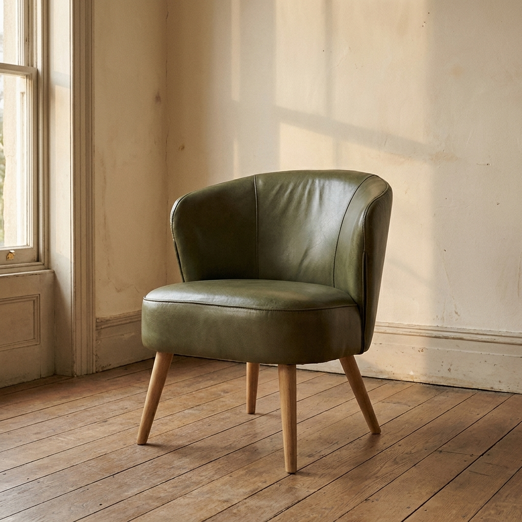 Lifestyle scene featuring Sutton Chair In Laguna Leather. AI-generated supplementary image; refer to primary product photos for color and material accuracy.