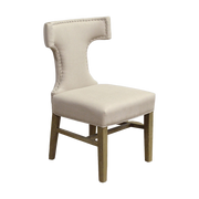 T-Back Ecru Linen Dining Chair