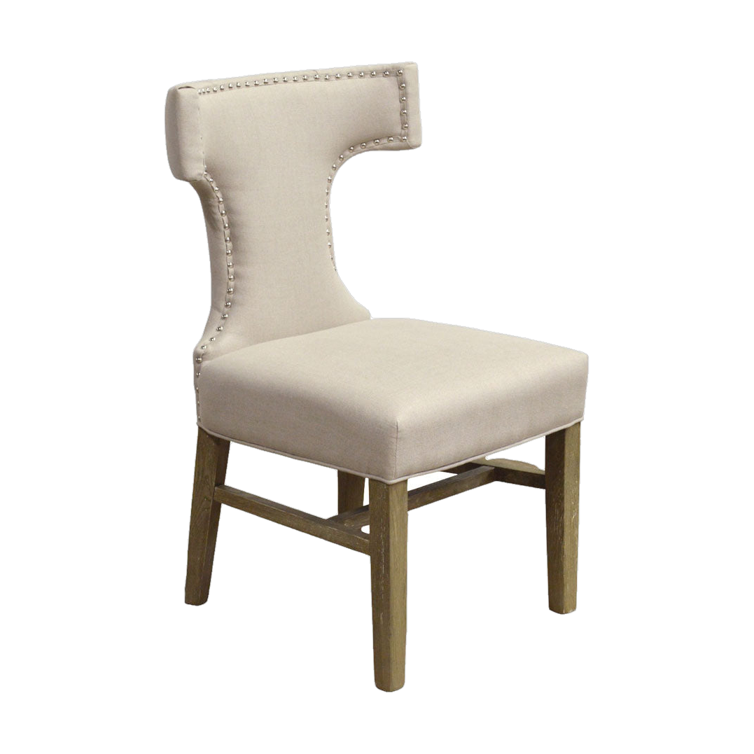 T-Back Ecru Linen Dining Chair