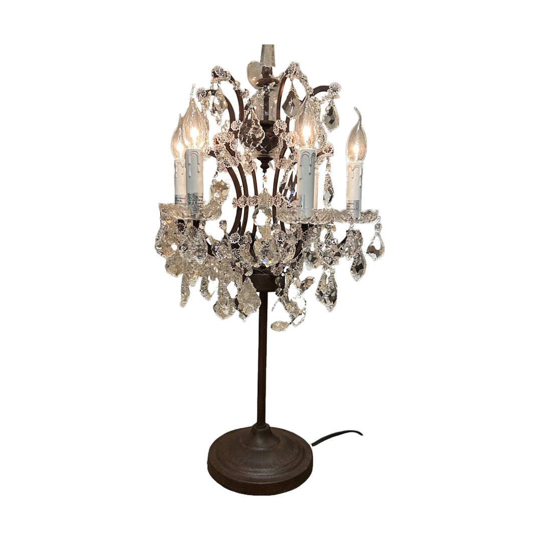 Table Lamp in Rust w/Crystals