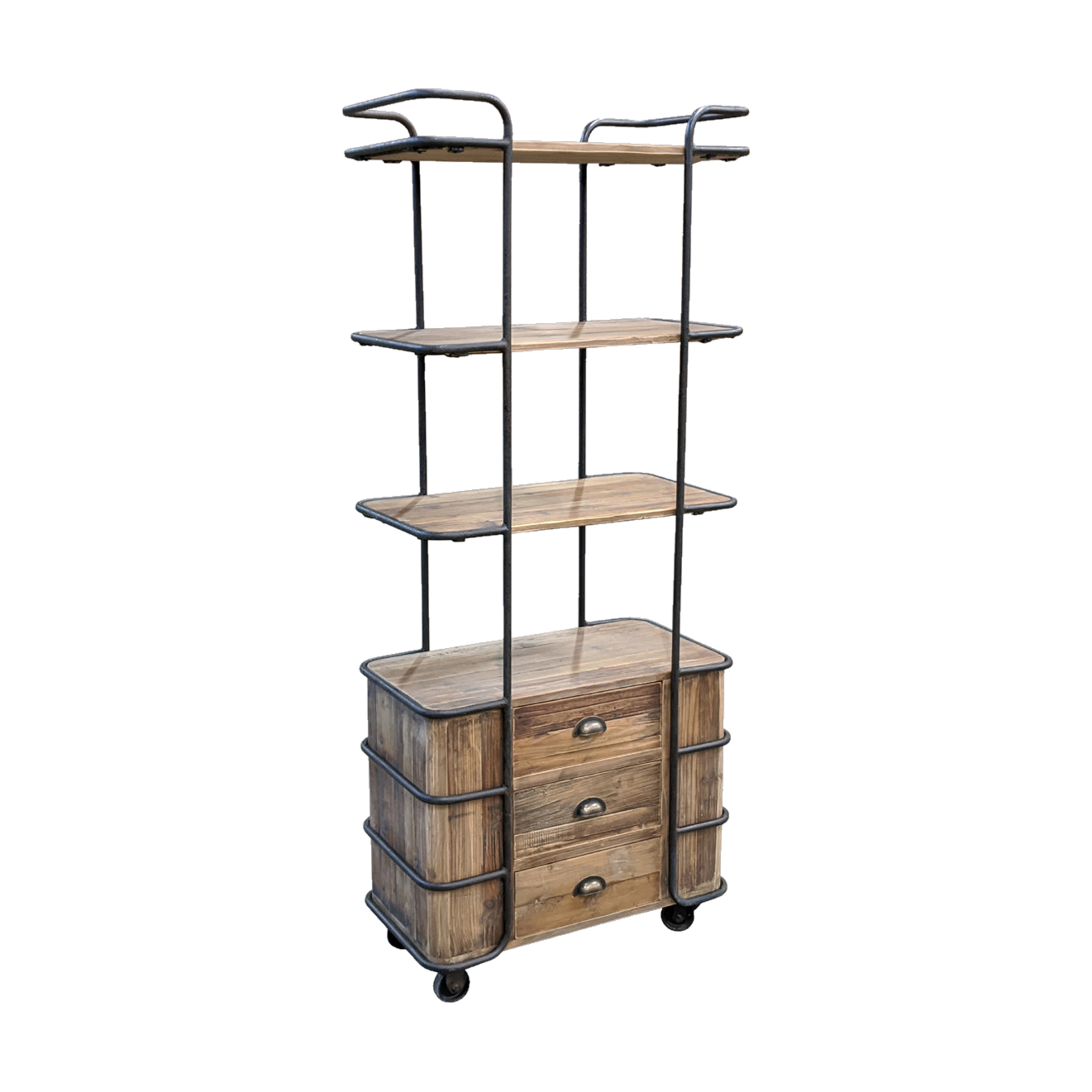 Tall Open Pine Shelf w/ Casters