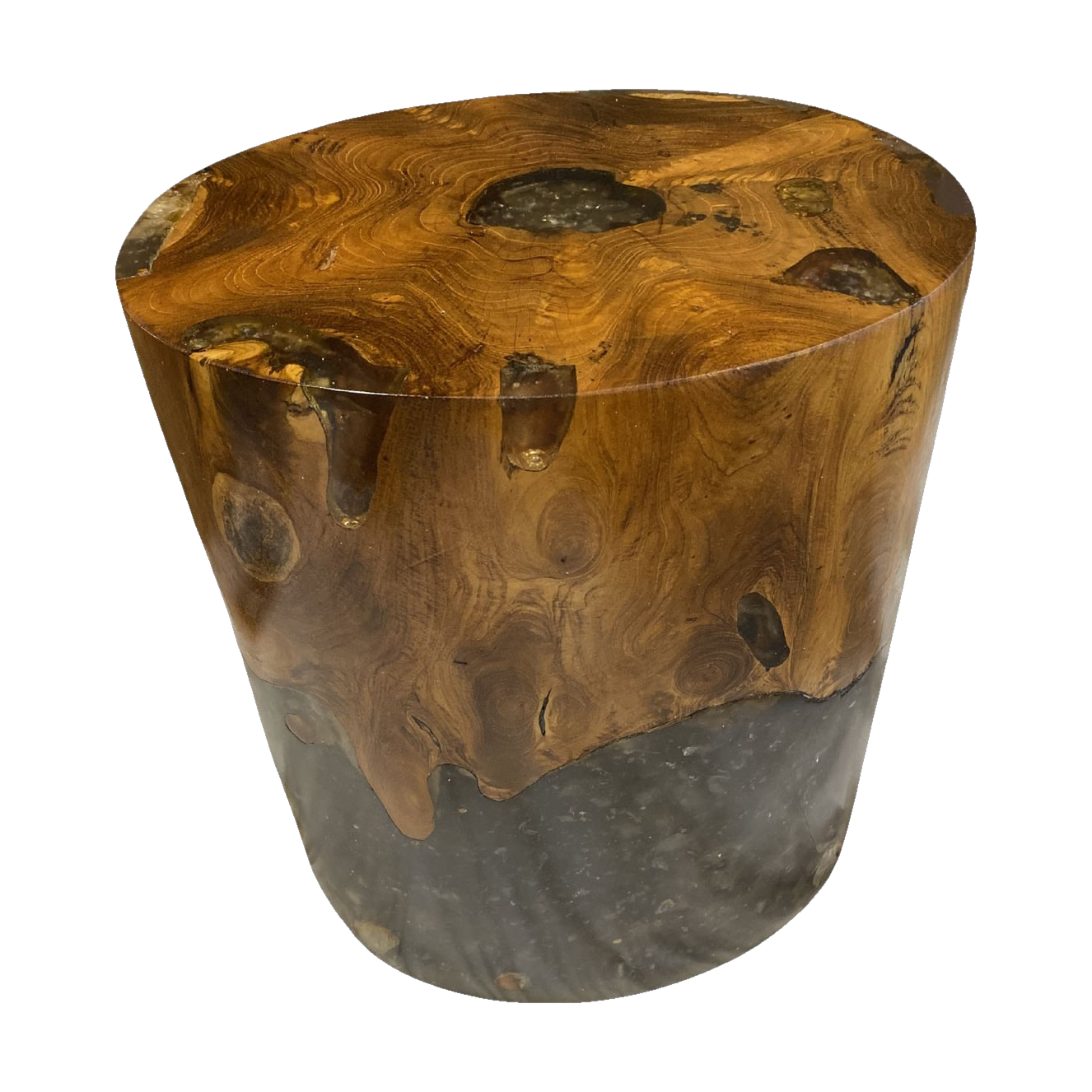 Teak and Resin Oval Stool