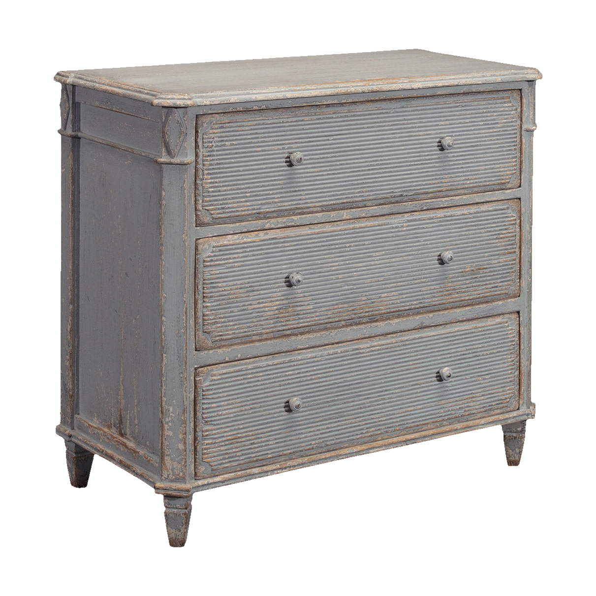 Three Drawer Chest in Distressed Blue