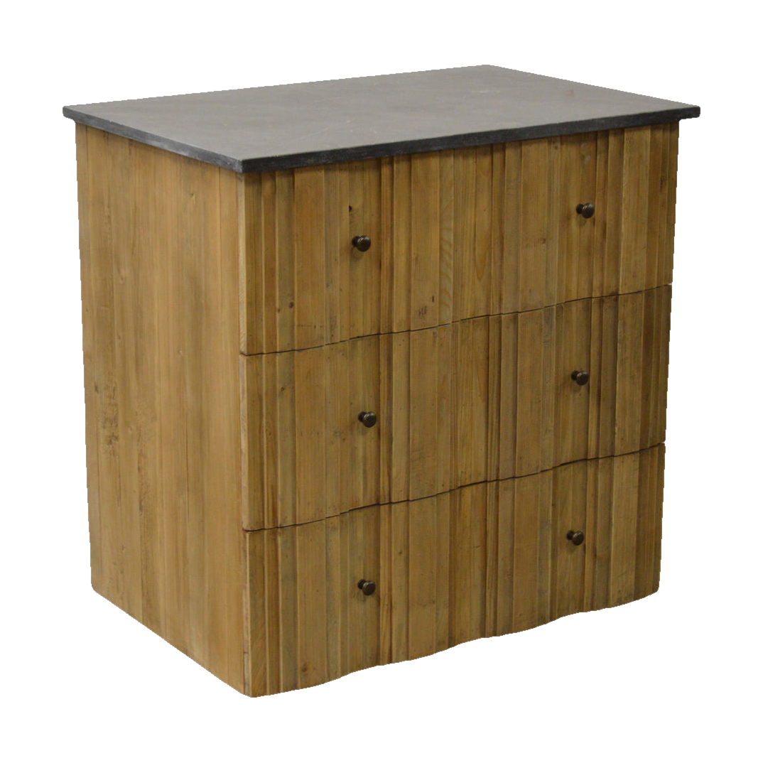 Three Drawer Chest with 3-D Wave Design