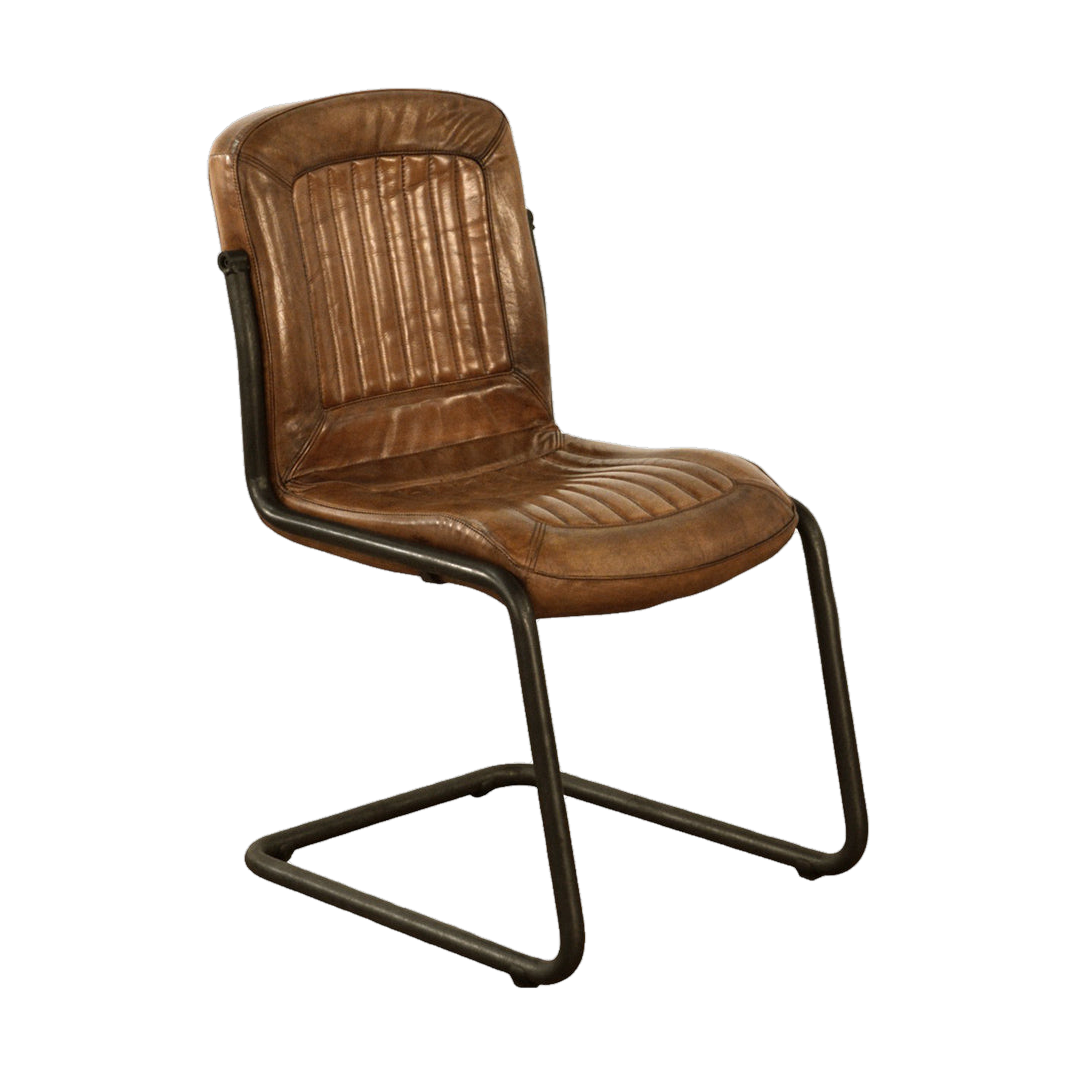 Tim Side Chair in Lt Brown Leather