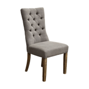 Tufted Grey Side Chair with Oak Leg