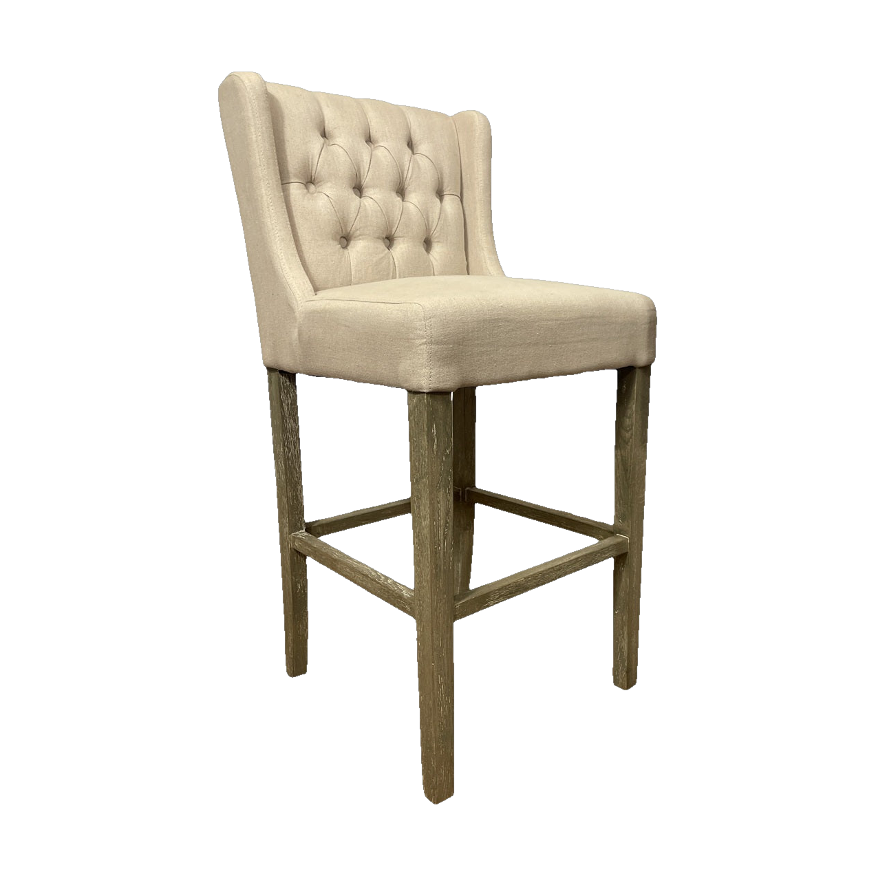Wing Back Barstool in Ecru Linen