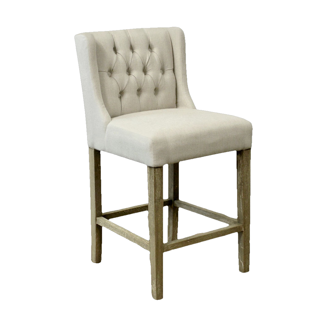 Wing Back Counter Stool in Ecru Linen