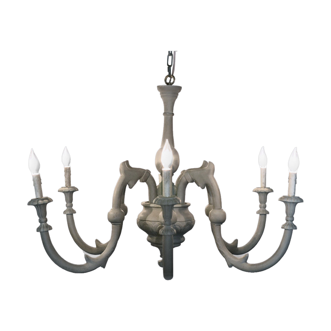 Wooden Chandelier in Grey Finish