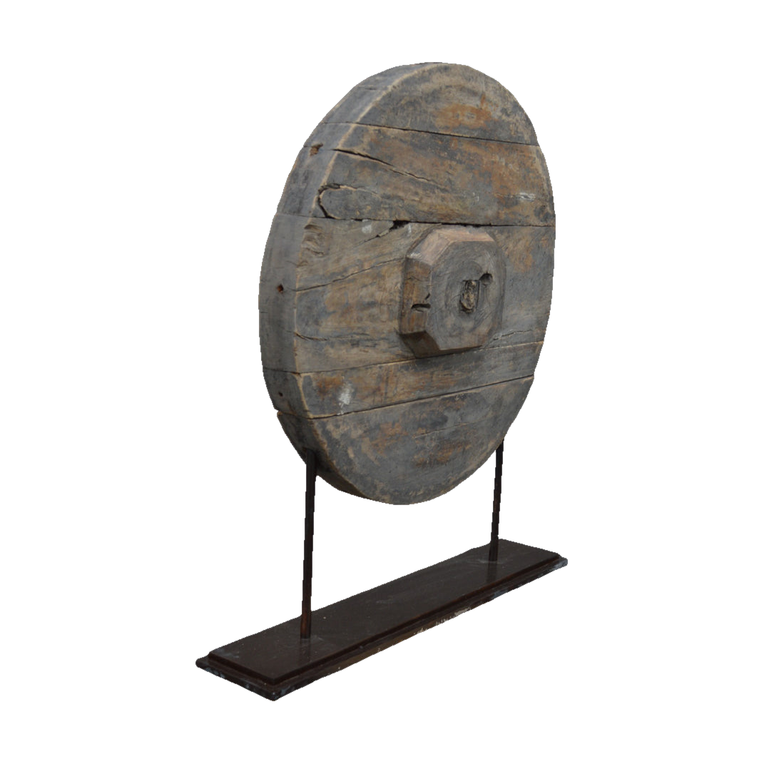 Wooden Wheel on Stand