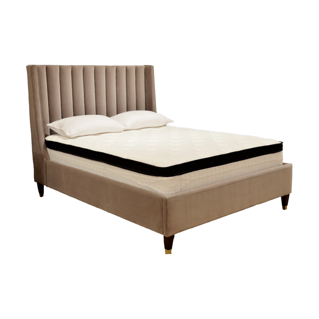 Yuki Queen Size Bed Mushroom Velvet